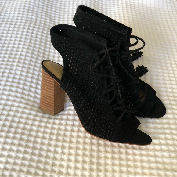 SOLD.  Marc Fisher| Black block heal lace up sandal - Picture 3 of 8